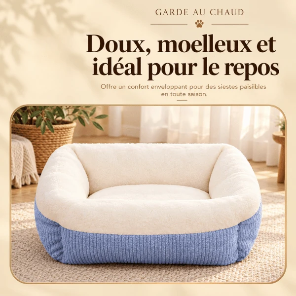 Couffin chaton chaud en fourrure épaisse et velours côtelé - Cordelio™