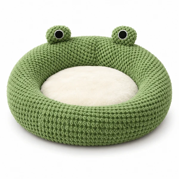 Coussin chaton grenouille design en peluche moelleuse - Verdelio™