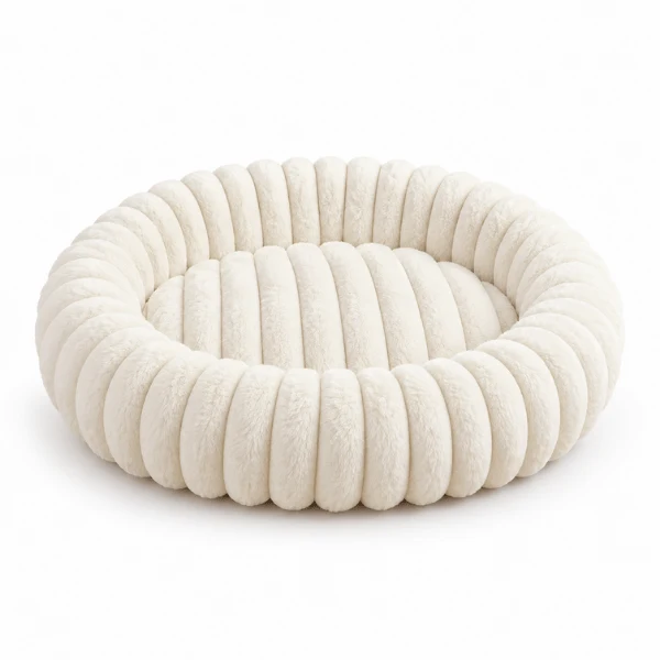 Coussin chat rond ultra doux en fourrure bords surélevés - SerenOva™