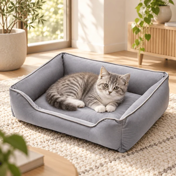 Panier chat en nylon imperméable et coussin réversible - OrsenProtect™