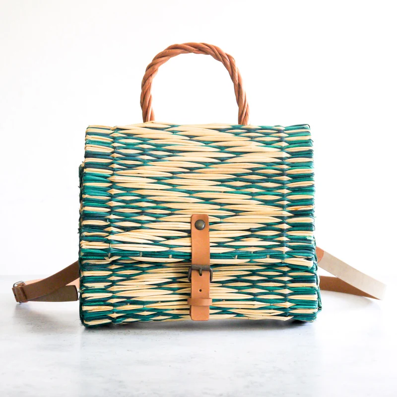Panier traditionnel portugais avec sangle - Petit vert
