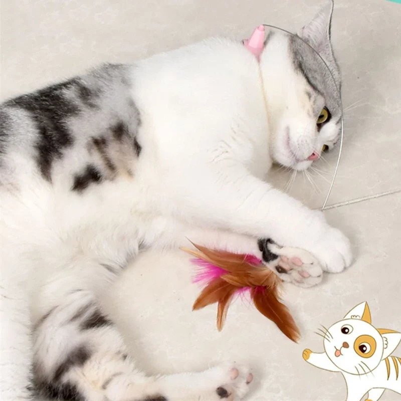Jouets Interactifs pour Chats - Baguette Amusante avec Plume et Clochette
