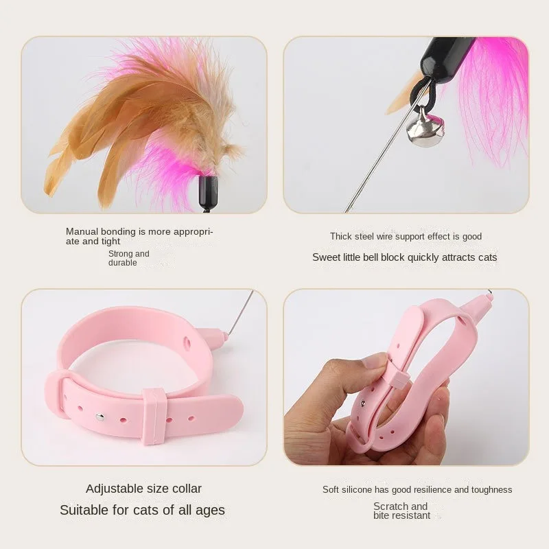 Jouets Interactifs pour Chats - Baguette Amusante avec Plume et Clochette