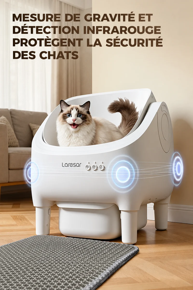 Litière autonettoyante pour chat avec application – Laresar