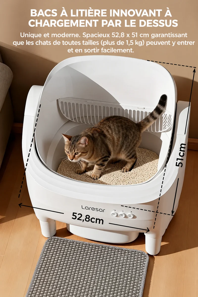 Litière autonettoyante pour chat avec application – Laresar