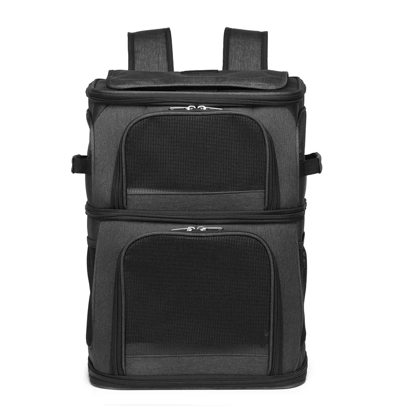Sac à dos de transport à double compartiment pour 2 chats – respirant