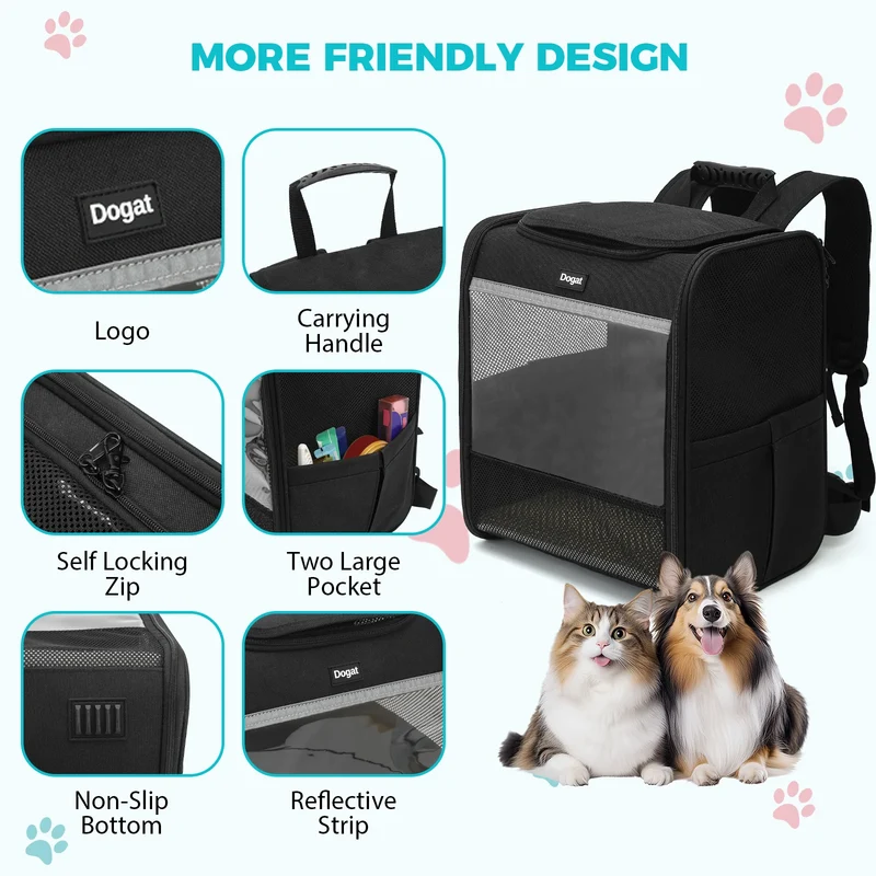 Sac à dos de transport XL pour chat – respirant et pliable, jusqu'à 10 kg