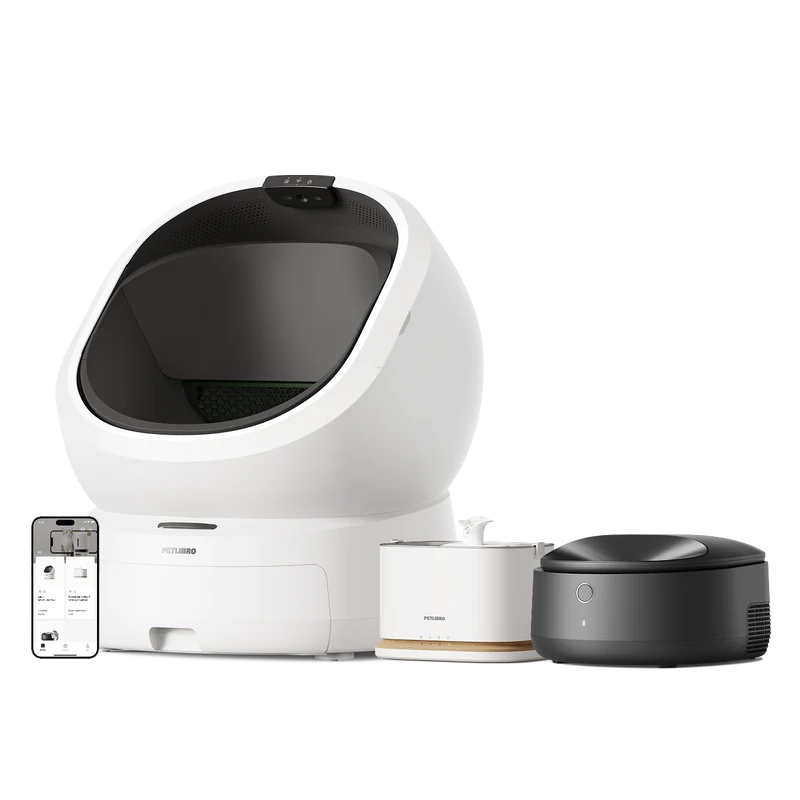 Luma Bac à litière intelligent & Distributeur intelligent de nourriture humide Polar & Fontaine à eau intelligente Dockstream 2