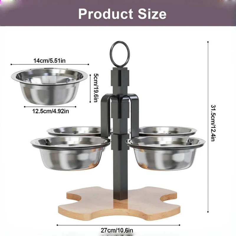 Ensemble d'alimentation et de boissons à hauteur réglable pour chats
