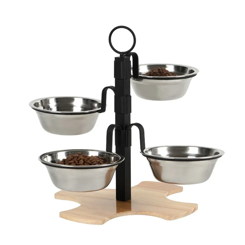 Ensemble d'alimentation et de boissons à hauteur réglable pour chats
