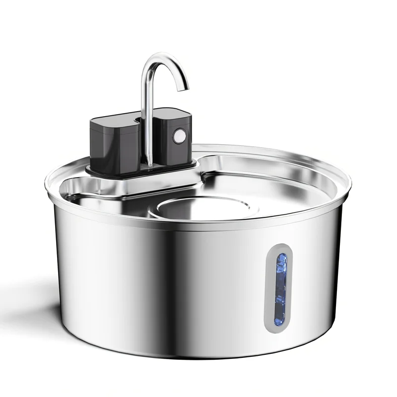 Fontaine d'eau sans fil pour chat en acier inoxydable, 3,2 l, avec batterie 4000mAh