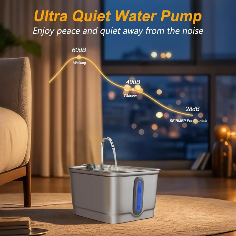 Fontaine d'eau automatique en acier inoxydable pour chat
