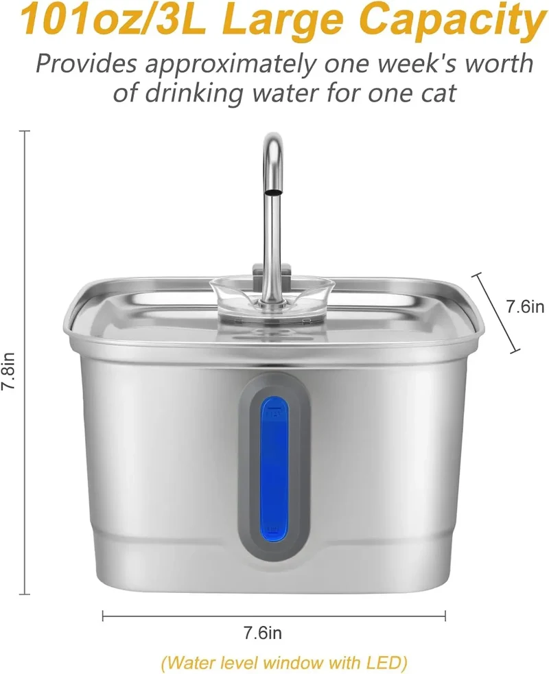 Fontaine d'eau automatique en acier inoxydable pour chat