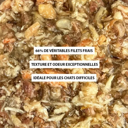 Filets pour chat au poulet et saumon Atavik 🍖 – 66 % de filets