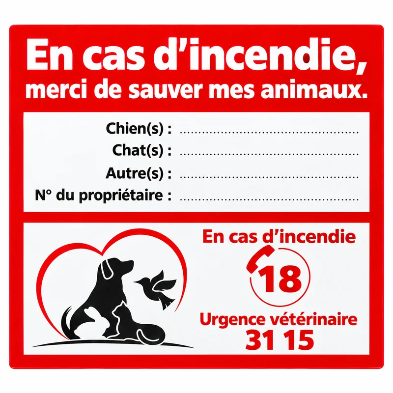 Autocollant de sauvetage pour animaux de compagnie