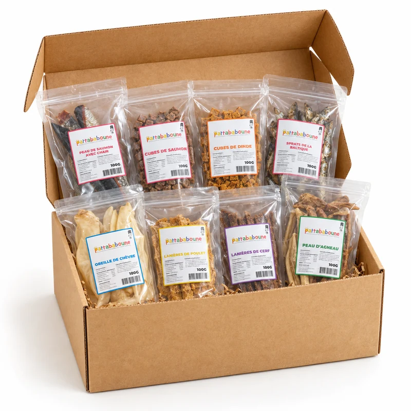 Box abonnement friandises & mastications naturelles pour chien