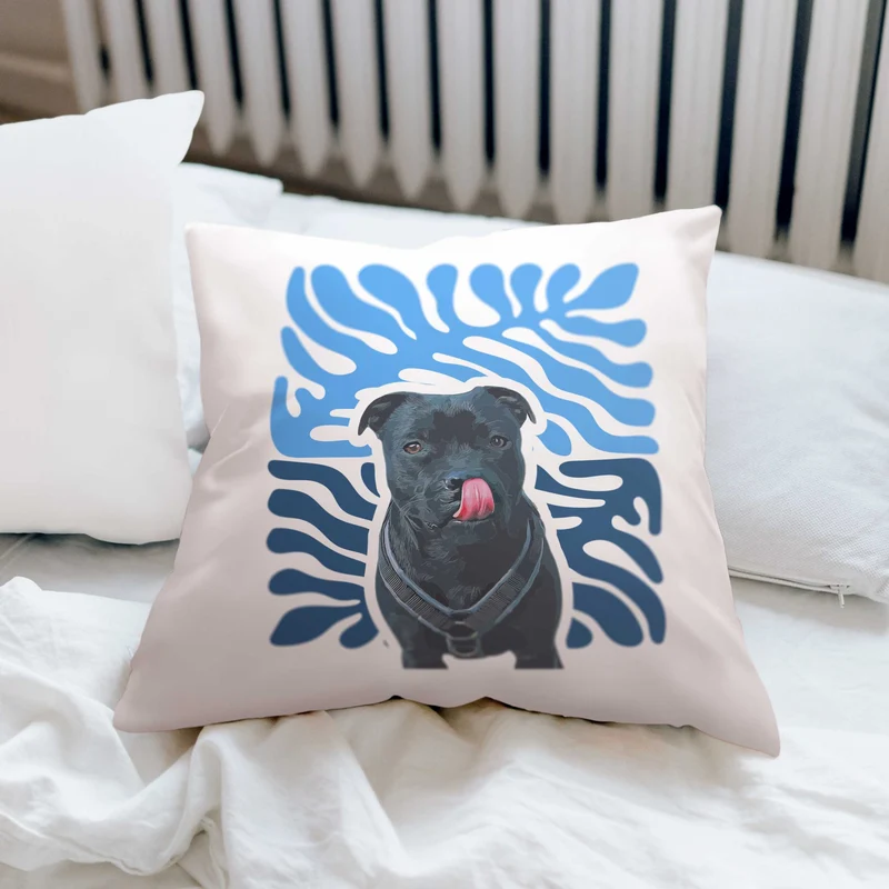Coussin personnalisé animaux – Blue Leaf