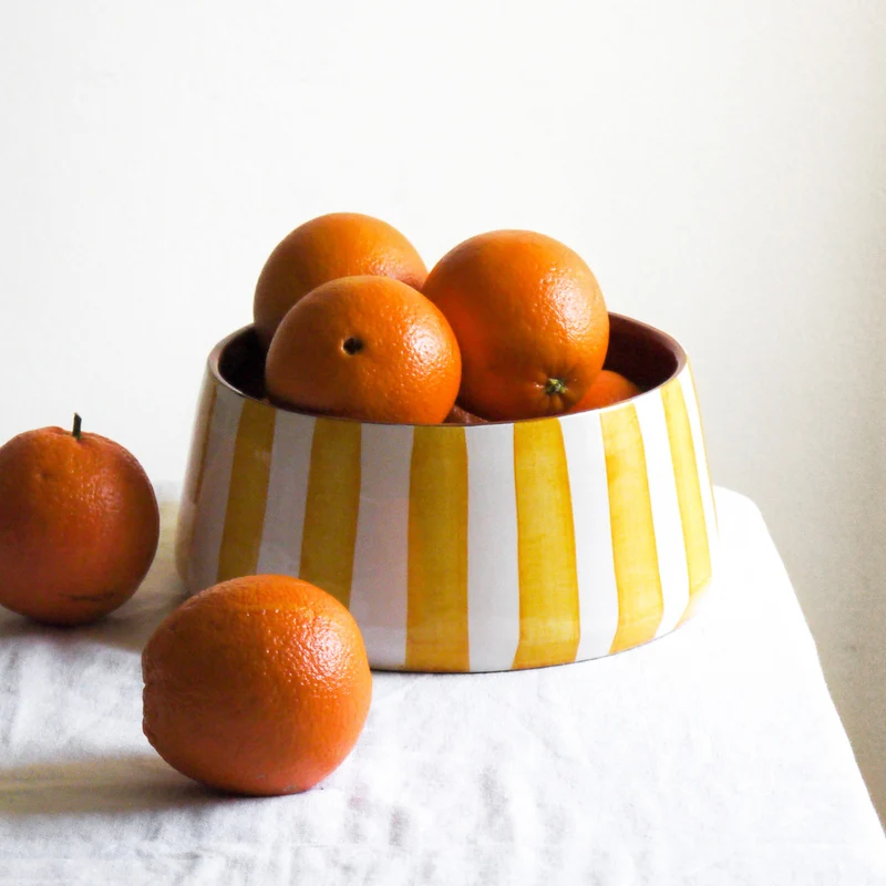 Grand bol rayé jaune, Ø 23 cm