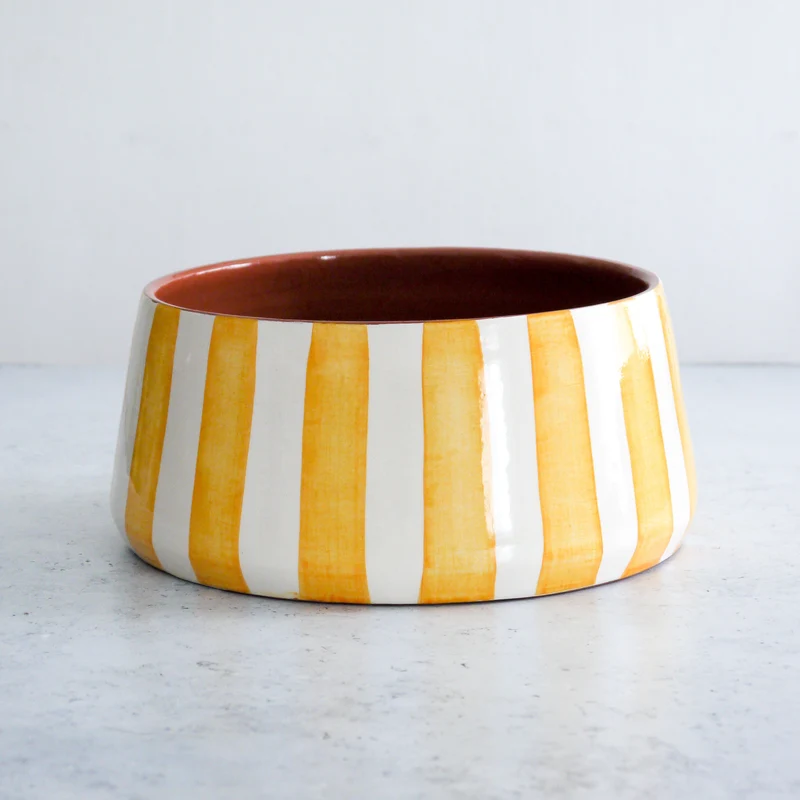 Grand bol rayé jaune, Ø 23 cm