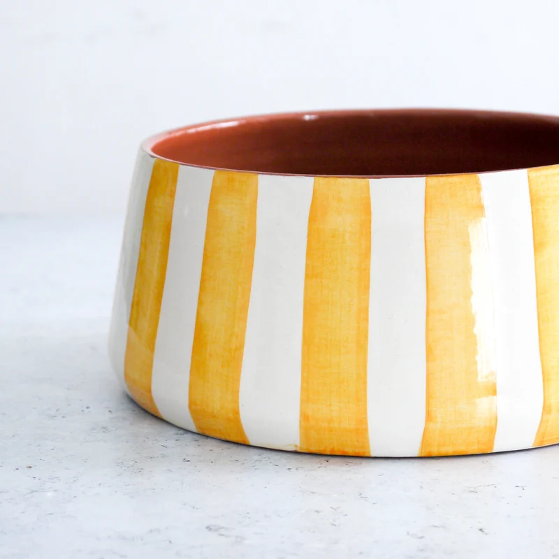 Grand bol rayé jaune, Ø 23 cm