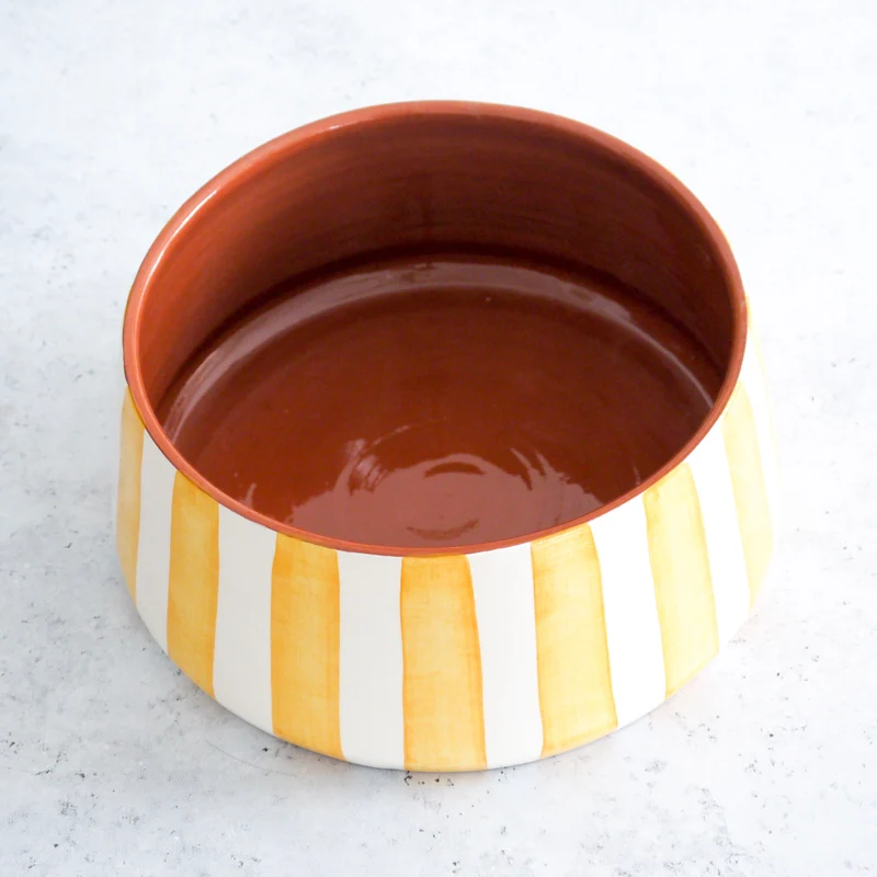 Grand bol rayé jaune, Ø 23 cm