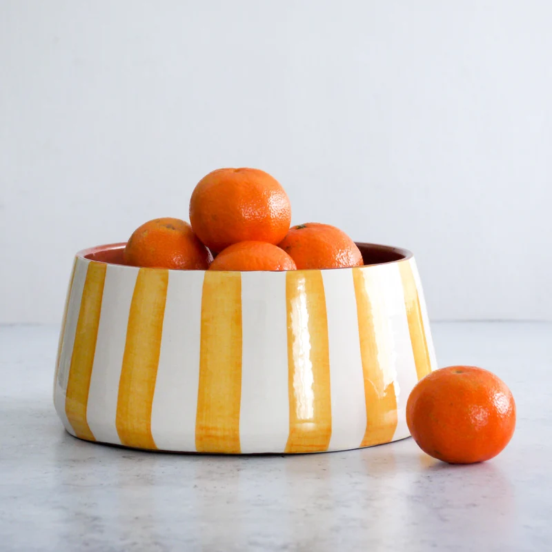Grand bol rayé jaune, Ø 23 cm