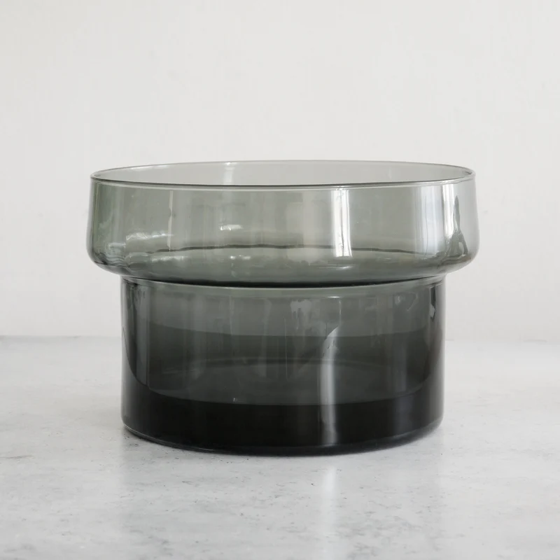 Coupe à fruits XL en verre gris