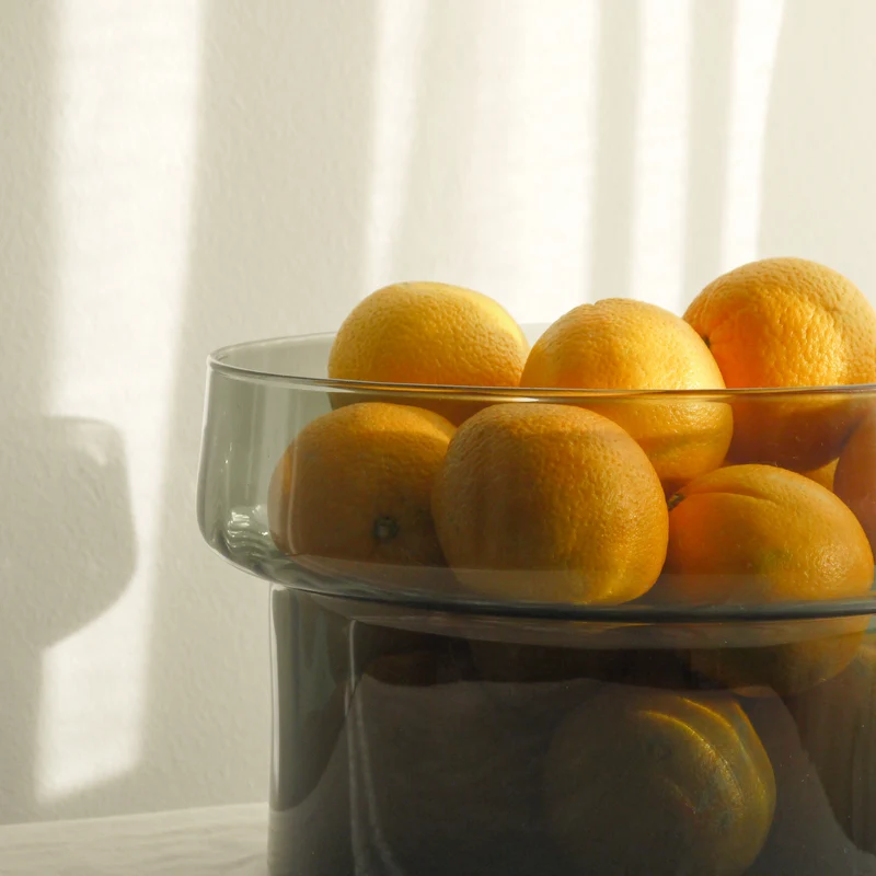Coupe à fruits XL en verre gris