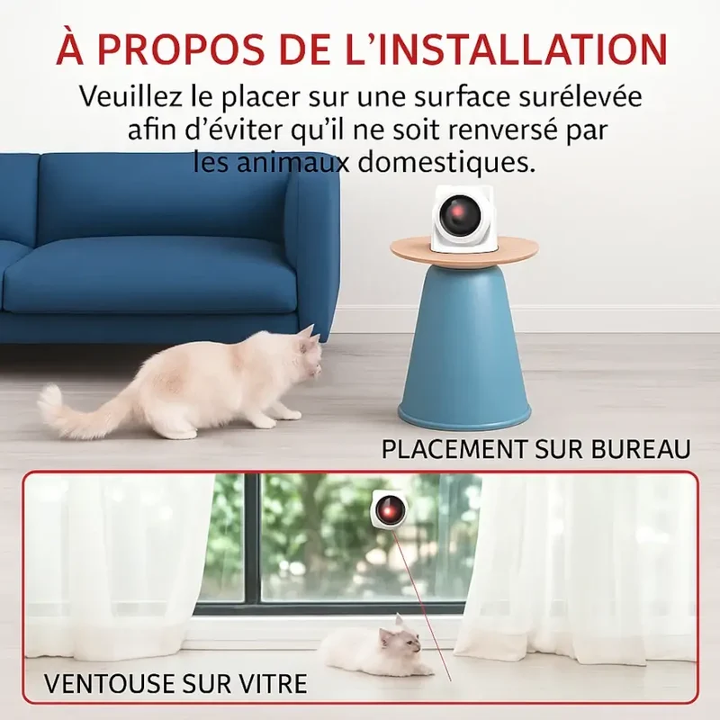 Jouet Laser Automatique pour Chat – 3 Modes Personnalisables & Rotation 360°