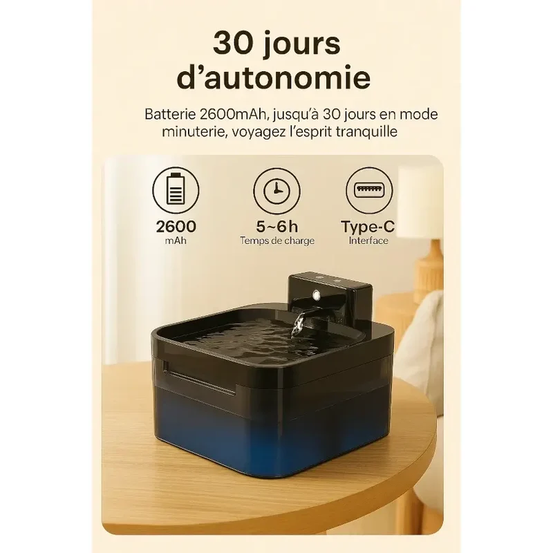La Fontaine Intelligente AquaZen™ - Sans Fil & Détecteur de Mouvement