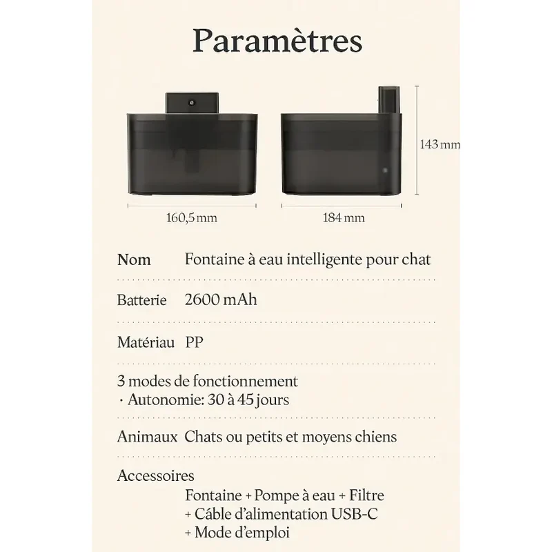 La Fontaine Intelligente AquaZen™ - Sans Fil & Détecteur de Mouvement