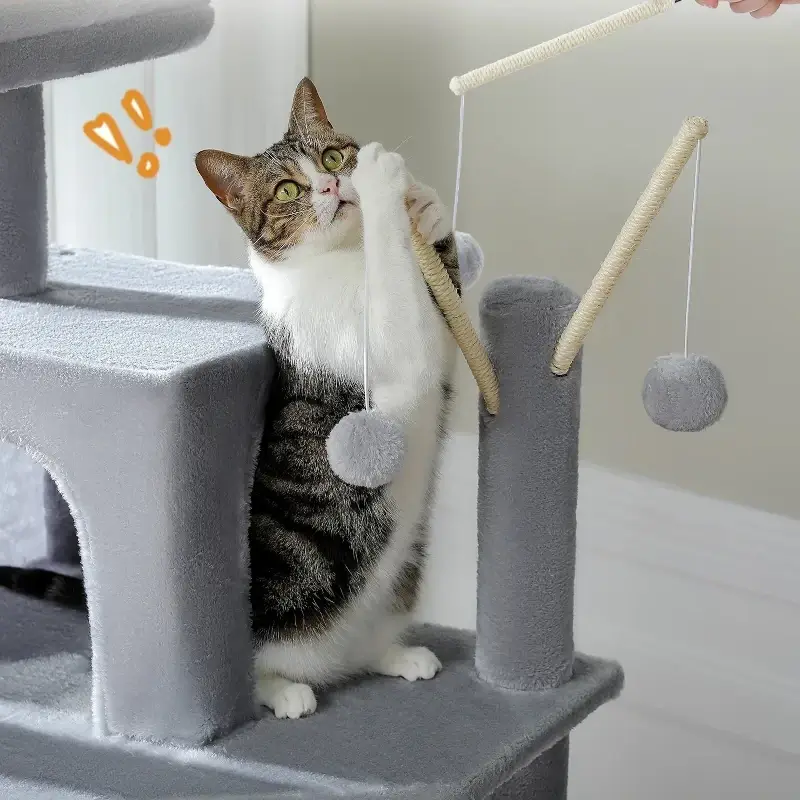 Arbre à chat multi-niveaux avec Hamacs - Griffoirs en sisal et jouets intégrés