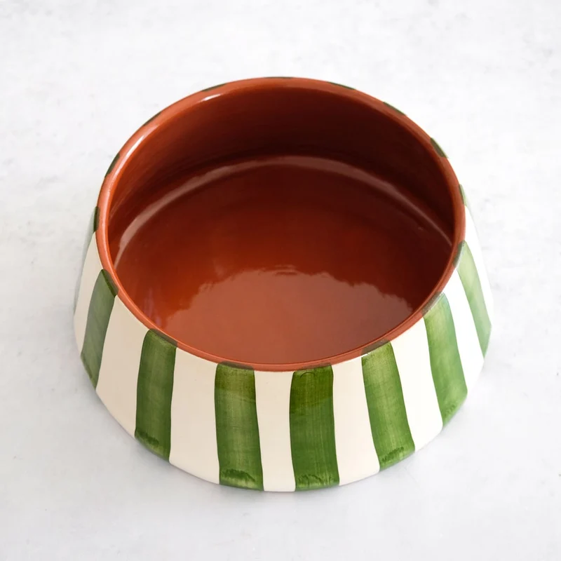 Grand bol rayé vert, Ø 23 cm