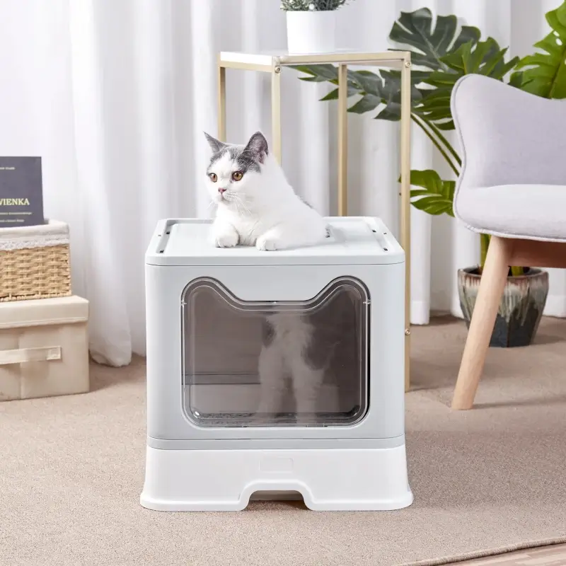 Litière pour chat avec tiroir amovible et design anti-éparpillement