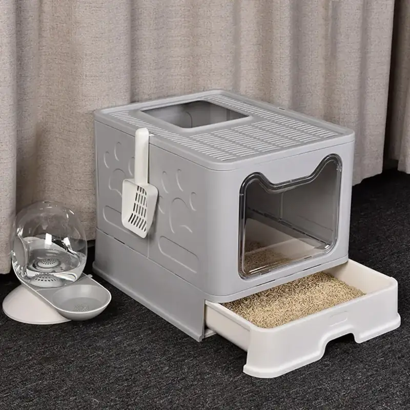 Litière pour chat avec tiroir amovible et design anti-éparpillement