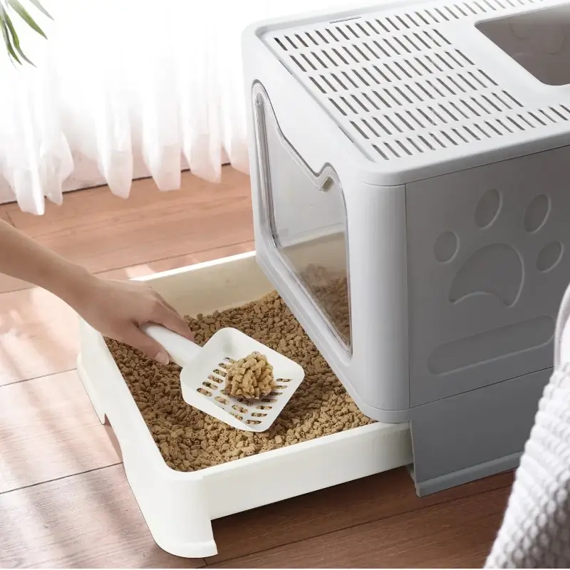 Litière pour chat avec tiroir amovible et design anti-éparpillement