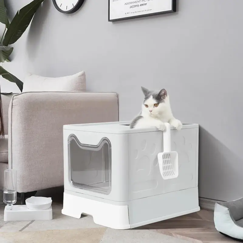 Litière pour chat avec tiroir amovible et design anti-éparpillement
