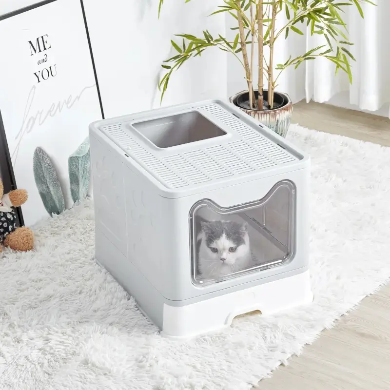 Litière pour chat avec tiroir amovible et design anti-éparpillement