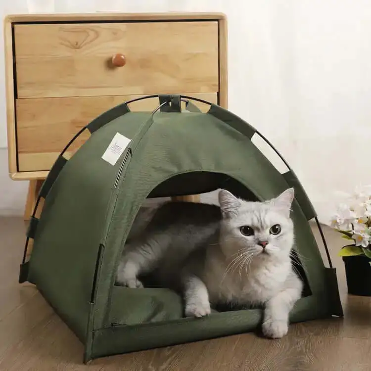 Tente confort détente de luxe pour chat - Verte