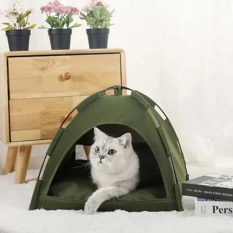 Tente confort détente de luxe pour chat - Verte