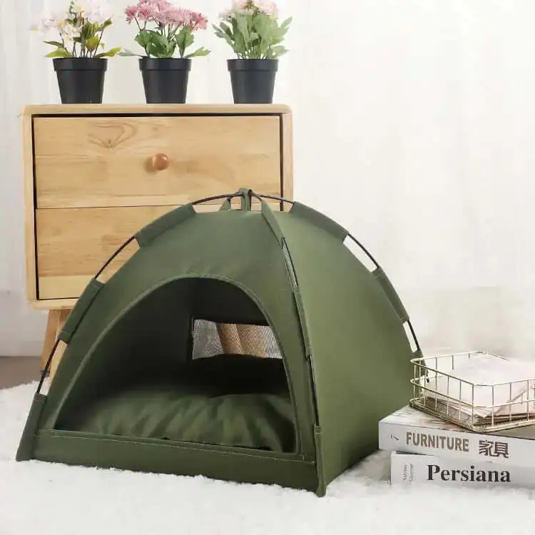 Tente confort détente de luxe pour chat - Verte