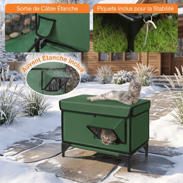 Abri extérieur pour chat - Chauffant contre le froid - WinterSafe™