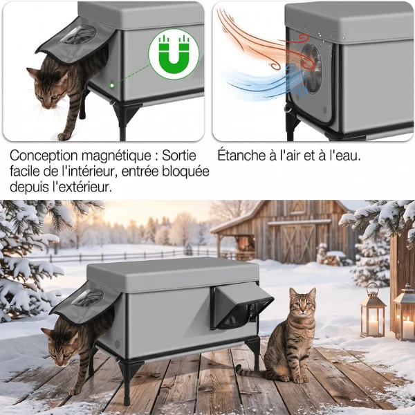 Abri extérieur pour chat - Chauffant contre le froid - WinterSafe™