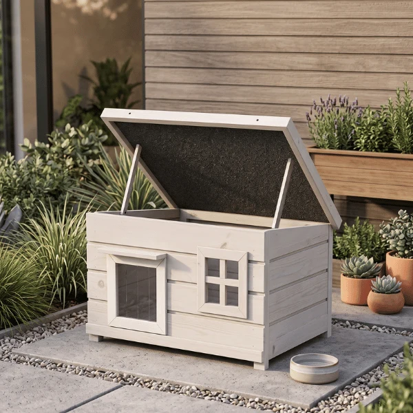 Maison pour chat extérieur rectangulaire en bois surélevé - CabaNest™