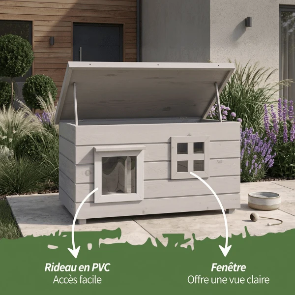 Maison pour chat extérieur rectangulaire en bois surélevé - CabaNest™