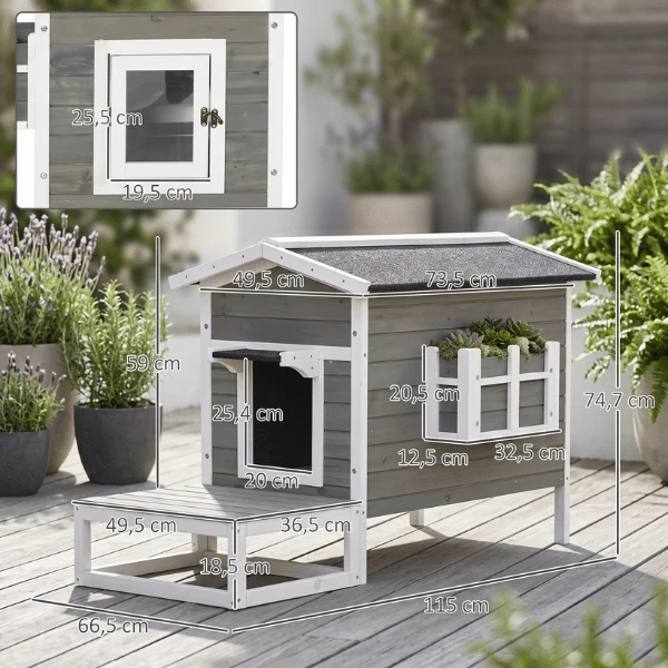 Niche exterieur pour chat - Surélevée étanche en bois - GreenShelter™