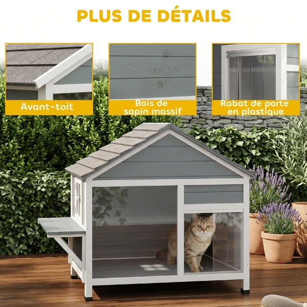 Niche pour chat extérieur - Bois à fenêtre d'observation - CatShelter™