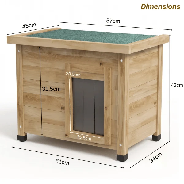 Cabane chat extérieur en bois étanche et surélevée - WoodHaven™