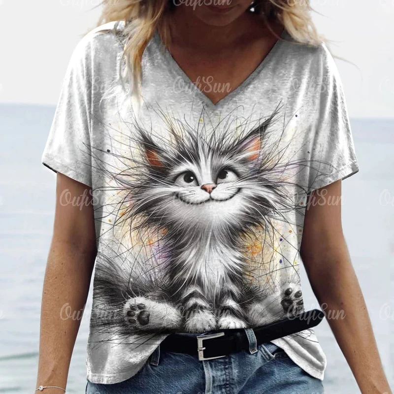 T-Shirt Chat Été Oversize