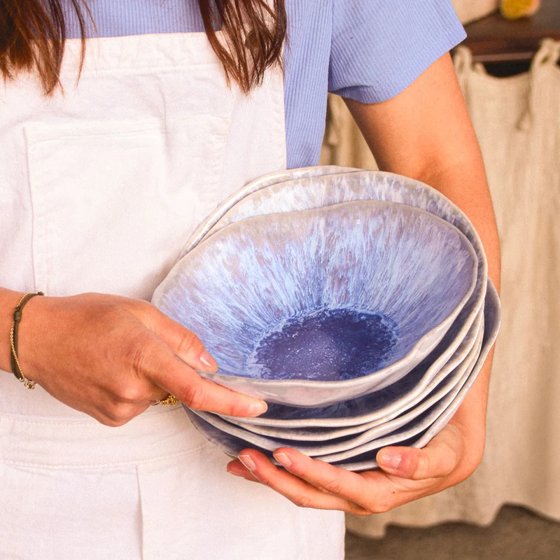 Assiette creuse Onda | Cobalt écume